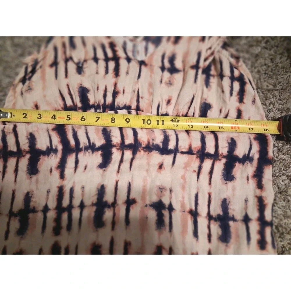 Boho 100% Cotton Tie Dye Midi Dress Tie Shoulder Ruffle Hem Fall Layering Small